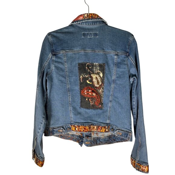 Calvin Klein Altered Hand Embroidered Upcycled Patched Denim Jacket - Picture 4 of 16